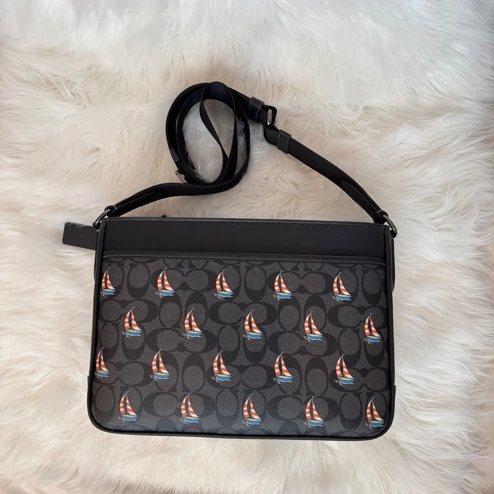 Coach Black Sailboat Print Men's Bag